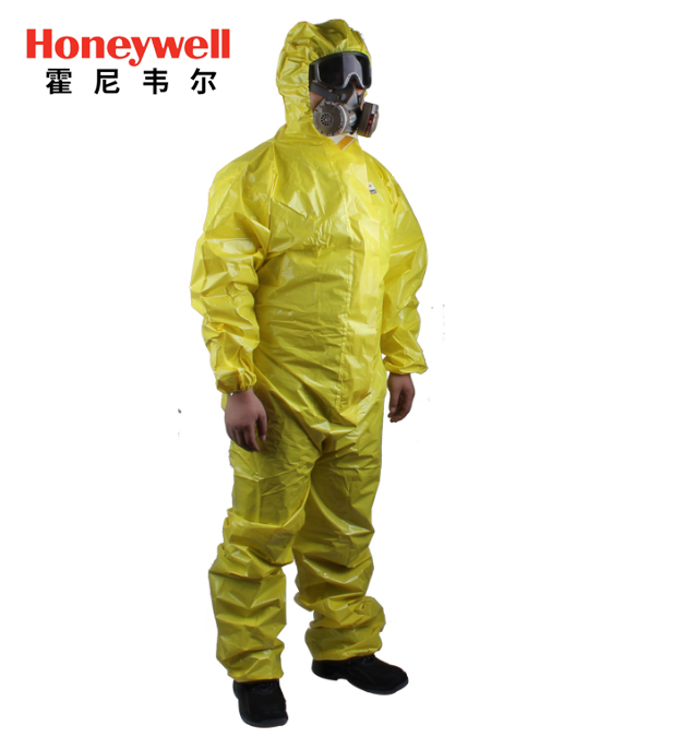 霍尼韦尔4503000防化服连体带帽防护服农药化学实验耐酸碱工作服