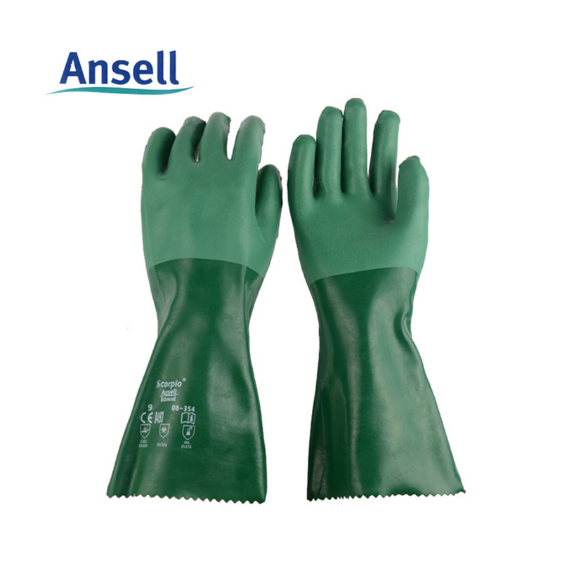 安思尔8-354氯丁橡胶手套08-354防滑耐磨耐用耐酸碱防化防护手套